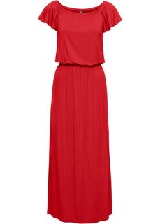 Платье с вырезом-кармен из трикотажа Bonprix