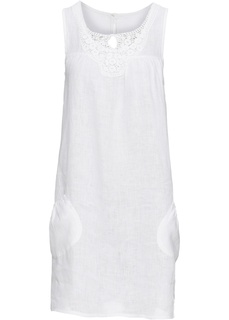 Платье с кружевной отделкой, лен Bonprix