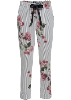 Брюки в полоску с цветочными принтом Bonprix