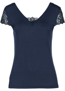 Футболка с кружевной отделкой Bonprix