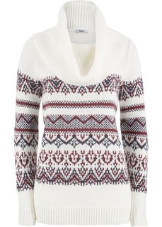 Пуловер с высоким воротником и норвежским узором Bonprix
