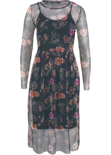 Платье из сеточки с цветочным принтом Bonprix