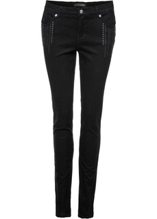 Брюки-стретч Skinny со декоративными камнями Bonprix