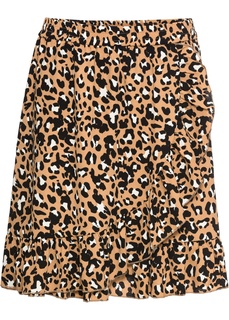 Юбка с леопардовым принтом и воланами Bonprix