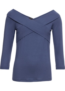 Футболка с эффектом запаха и рукавом 3/4 Bonprix