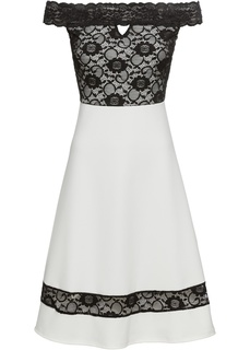 Платье с широким вырезом и кружевом Bonprix