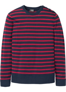 Пуловер Slim Fit с линией пуговиц на плече Bonprix