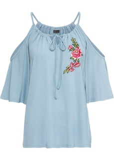 Футболка с прорезями и вышивкой Bonprix