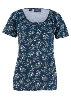 Футболка с вырезом на пуговицах и эластичным поясом Bonprix