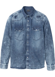 Рубашка Slim Fit из потертого денима Bonprix