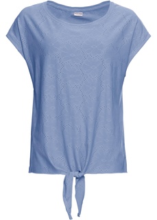 Футболка с ажурной вышивкой Bonprix