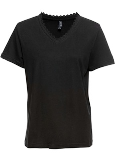 Футболка с кружевной отделкой Bonprix