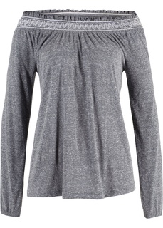 Футболка с широким эластичным вырезом и длинным рукавом Bonprix