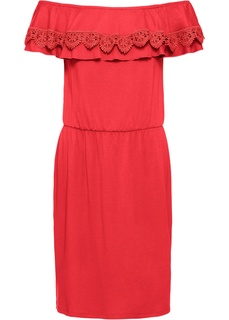 Платье из трикотажа с широким вырезом Bonprix