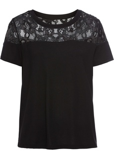 Футболка с кружевной отделкой Bonprix
