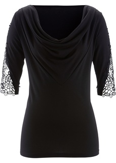 Футболка с кружевным декором и рукавами 3/4 Bonprix