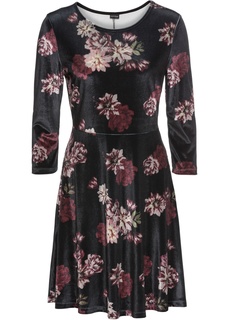 Платье с цветочным узором, бархатистый материал Bonprix