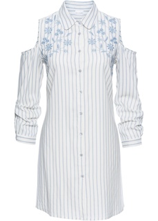 Платье в рубашечном стиле с вышивкой и прорезями Bonprix