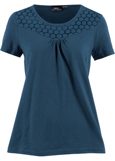 Футболка с коротким рукавом и кружевной вставкой Bonprix