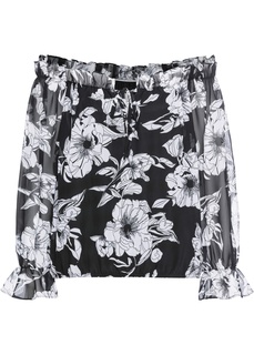 Блузка с цветочным принтом и вырезом-кармен Bonprix