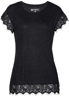 Футболка с кружевной отделкой Bonprix