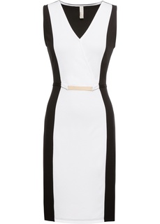 Платье с поясом и клинообразным вырезом Bonprix