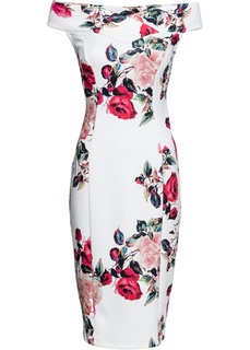 Платье с вырезом кармен и цветочным принтом Bonprix