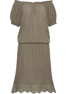 Платье с вырезом-кармен и удлиненными боковыми краями Bonprix