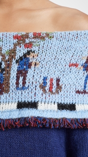 Stella Jean Off Shoulder Embroidered Knit