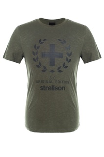 Зеленая футболка с черным рисунком Strellson