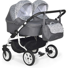 Коляска для двойни Indigo CHARLOTTE 18 DUO Ch 40 (т.серый+серый узор)