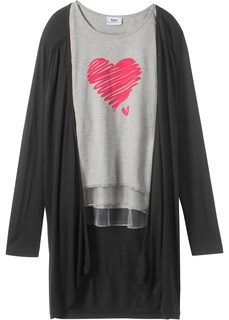 Футболка с длинным рукавом + трикотажный кардиган (2 изд.) Bonprix