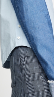 Derek Lam 10 Crosby Cropped Denim Sleeve Button Down Shirt