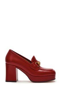 Красные кожаные туфли на платформе Horsebit Gucci