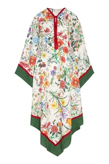 Платье-кимоно с принтом "Flora" Gucci