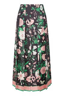 Плиссированная шелковая юбка с принтом "Flora" Gucci