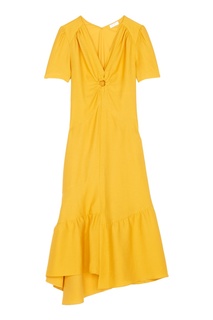 Желтое платье с присборенными деталями Sandro