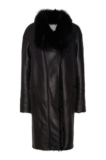 Черная кожаная куртка с мехом Color°Temperature