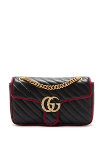 Черная с красным сумка-кроссбоди GG Marmont Gucci