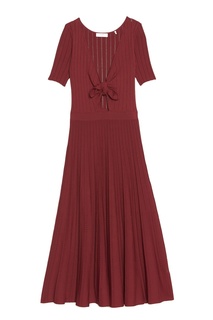 Бордовое плиссированное платье Sandro