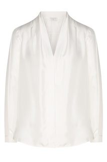 Шелковая блуза с V-образным вырезом Sandro