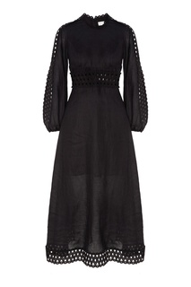 Черное льняное платье Verity Zimmermann