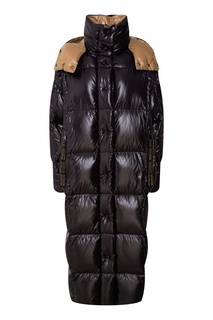 Коричнево-черное стеганое пальто Moncler