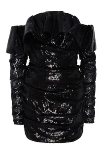 Черное платье мини с пайетками Attico