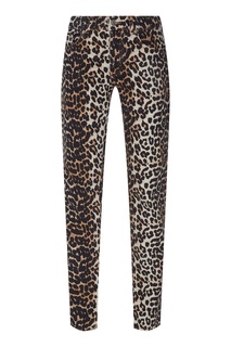 Леопардовые джинсы с разрезами Ganni