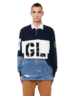 Комбинированный свитшот с воротом-поло Greg Lauren
