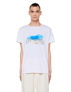 Белая футболка с принтом Greg Lauren