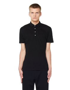 Черная футболка-поло из льна 120% Lino