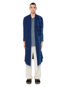 Синий плащ-кимоно в клетку Greg Lauren