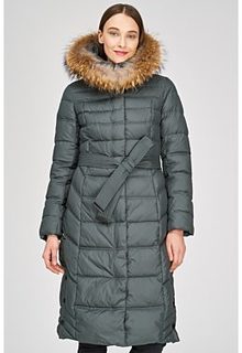Стеганое пальто с отделкой мехом енота La Reine Blanche
